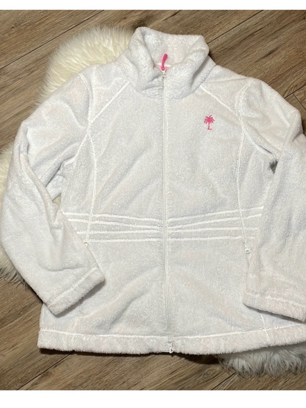 Lilly Pulitzer Full Zip White Fleece Grace Jacket Size XL